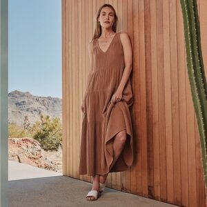 Quince 100% Organic Cotton Gauze Tiered Maxi Dress